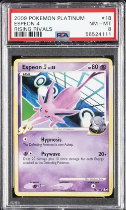2009 POKEMON PLATINUM RISING RIVALS #18 ESPEON 4 PSA 8 - Image 1
