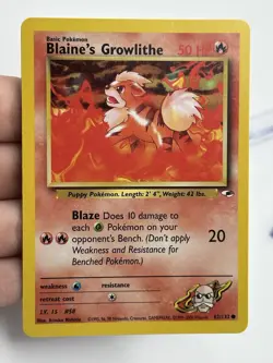 Pokemon Blaine’s Growlithe 62/132 Gym Heroes NM Pack Fresh WOTC English (A4) - Image 3