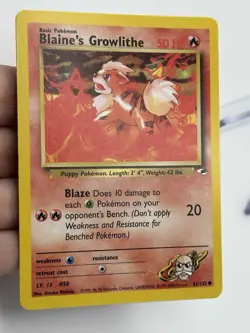 Pokemon Blaine’s Growlithe 62/132 Gym Heroes NM Pack Fresh WOTC English (A4) - Image 4