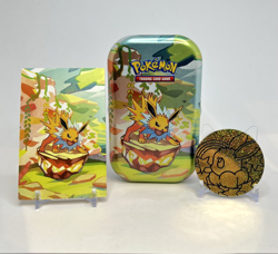Jolteon Prismatic Evolutions Mini Tin, Art card, and Coin Only - Image 1