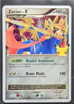 Zacian LV X SWSH135 Black Star Promo Celebrations Pokemon 2021 - Image 1