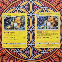 X2 Raichu Holo Rare Pokemon TCG Sun & Moon Burning Shadows #41/147 2017 - Image 1