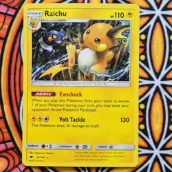 X2 Raichu Holo Rare Pokemon TCG Sun & Moon Burning Shadows #41/147 2017 - Image 3