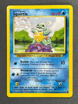 Squirtle 63/102 Base Set Series Base Set COMMON 1999 Pokemon Card WOTC NM - Image 1