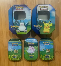 Pokemon Go Empty Collectors Tin Lot 5x -Pikachu Snorlax Eevee ( NO CARDS) 820650850776 - Image 1