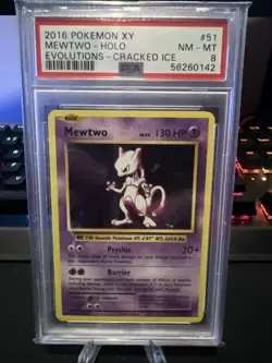 2016 Pokemon XY Mewtwo Holo Evolutions PSA 8 Graded Card - Image 1