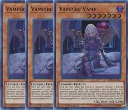 Yugioh - Vampire Vamp x 3 - 1st Edition Super Rare NM - Free Holographic Card - Image 1