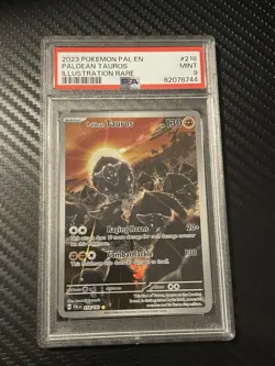 Pokemon Card Paldean Tauros 218/193 Paldea Evolved 2023 English PSA 9 - Image 1