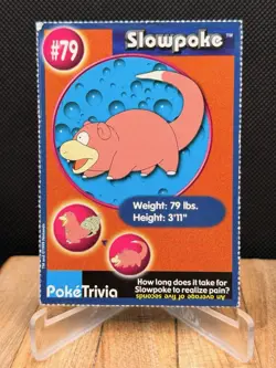 Slowpoke 1999 Original 151 Pokemon Burger King PokeTrivia Trading Card #79 - Image 1
