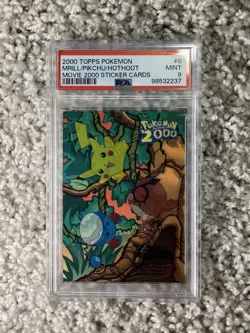 Marill Pikachu Hoothoot PSA 9 Topps 2000 The Movie Sticker Card #6 Only POP 10 - Image 2