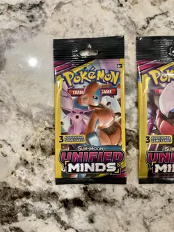 Pokemon Sun & Moon Unified Minds (4) 3-Card Booster Packs Art Set 2019 Sealed - Image 3