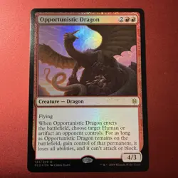 MTG Opportunistic Dragon (133/477) Throne of Eldraine NM FOIL - Image 1