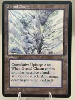 MTG Glacial Chasm Ice Age Uncommon Land 1995 Liz Danforth Wizards - Image 1