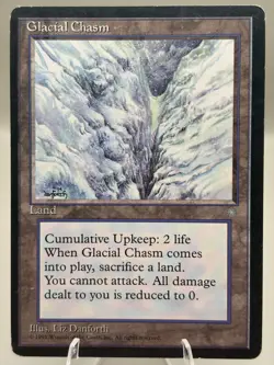 MTG Glacial Chasm Ice Age Uncommon Land 1995 Liz Danforth Wizards - Image 2