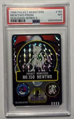 1998 POCKET MONSTERS SEALDASS SERIES 3 #150 MEWTWO-PRISM PSA 7 - Image 1
