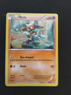 LP / NM HOLO Pokemon Card Riolu LP Black and White Promos BW33 - Image 2