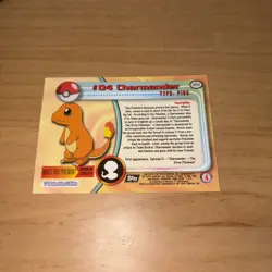 1999 Topps Pokemon TV Animation Edition Black Logo Charmander #04 - Image 2