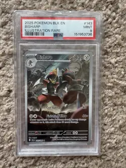 2025 Pokemon BLK EN Bisharp Illustration Rare #143 PSA 9 MINT - Image 1