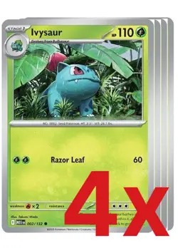 4x Ivysaur 002/132 Pokemon TCG Playset ME01: Mega Evolution - Image 1