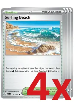 4x Surfing Beach 129/132 Pokemon TCG Playset ME01: Mega Evolution - Image 1