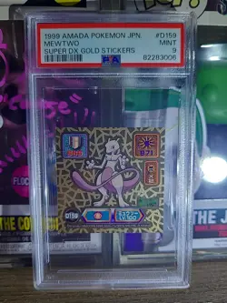 1999 Mewtwo Super Gold DX Amada Pokemon Sticker Collection PSA 9 - Image 1