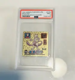 1999 AMADA POKEMON JAPANESE MEWTWO SUPER DX GOLD STICKERS PSA 9 MINT #D159 - Image 1
