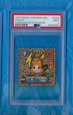 RAICHU 1999 AMADA POKEMON JAPANESE #D130 SUPER DX GOLD STICKERS PSA 9 - Image 1