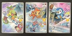Pokemon First Partner Illustration Rare Collection Turtwig Chimchar Piplup - Image 1