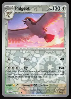 Pidgeot 018/165 Uncommon 151 Pokemon Reverse Holo Near Mint - Image 1