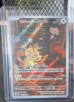 Team Rocket's Meowth 203/182 Destined Rivals IR Holo NM - Image 1