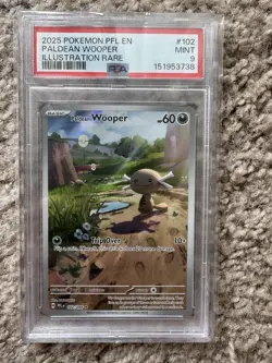 2025 POKEMON PFL EN-PHANTASMAL FLAMES PALDEAN WOOPER ILLUSTRATION RARE 102 PSA 9 - Image 1