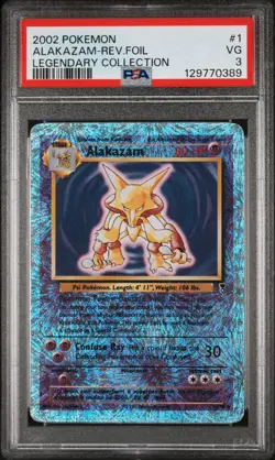 PSA 3 2002 Pokemon Legendary Collection Alakazam 1/110 Reverse Holo Foil WOTC - Image 1