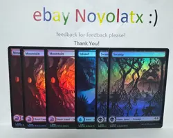 6x FOIL NM MTG Full Art Basic Lands - WOE - Image 1