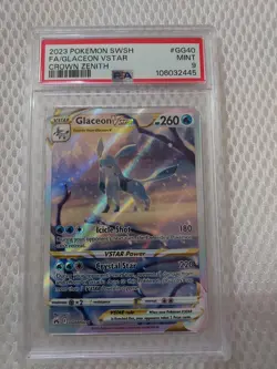 2023 Pokemon fa/glaceon vstar gg40 card graded psa mint 9 - Image 1