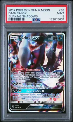 2017 POKEMON SUN & MOON BURNING SHADOWS #88 DARKRAI GX PSA 9 - Image 1