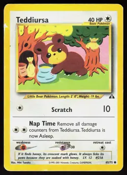 Teddiursa 65/75 Common Neo Discovery Pokemon Unlimited Damaged - Image 1