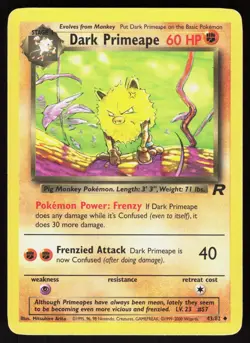 Dark Primeape 43/82 Uncommon Team Rocket Pokemon Unlimited Damaged - Image 1