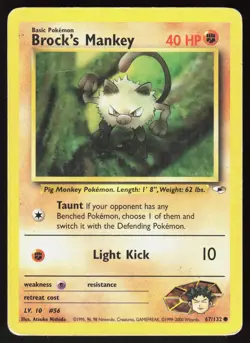 Brock's Mankey 67/132 Common Gym Heroes Pokemon Unlimited Damaged - Image 1