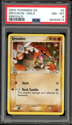 2005 Pokemon EX Emerald #5 Groudon Holo PSA 8 NM-MT - Image 1