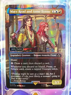 ⭐Magic Assassin's Creed Serialized Foil Mary Read & Anne Bonny MTG ACR Collector - Image 1
