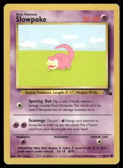 Slowpoke 55/62 Fossil pokemon TCG trading card - Image 1