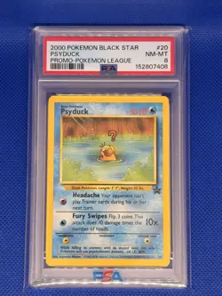 2000 POKEMON PROMO BLACK STAR POKEMON LEAGUE #20 PSYDUCK PSA 8 - Image 1