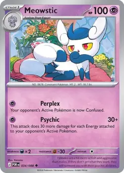 Meowstic 34/88 Reverse Holo Perfect Order English TCG Pokemon NM - Image 1