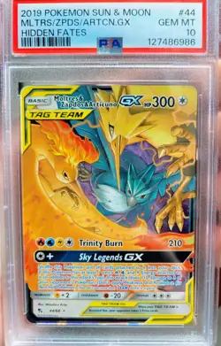 Gem Mint 10 Pokemon TCG Moltres & Zapdos & Articuno GX 44/68 Hidden Fates PSA - Image 3