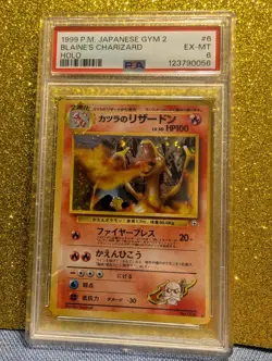 1999 POKEMON JAPANESE GYM 2 BLAINE'S CHARIZARD-HOLO PSA EX-MT 6 - Image 1