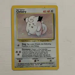 DAMAGED Pokemon Clefairy Base Set Holo Rare 5/102 Basic 40 HP English 1999 Card - Image 1