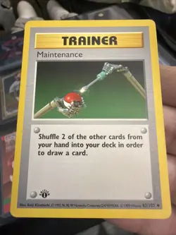 Pokemon Maintenance 83/102 Base Set 1st Edition Shadowless Trainer Card EX Z26 - Image 1