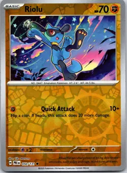 Riolu 050/131 Common Prismatic Evolutions Pokemon Reverse Holo Near Mint - Image 1