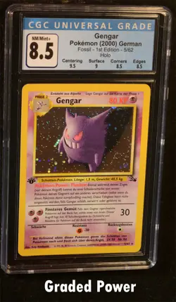 Pokemon Fossil 1st Edition German Gengar CGC 8.5 Holo GERMAN (8137) 5/62 - Image 1