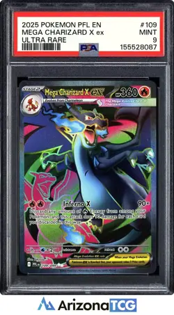 Pokemon 2025 Mega Charizard X ex 109/094 Ultra Rare Phantasmal Flames PSA 9 - Image 1